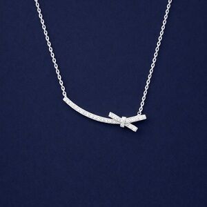 Sterling Silver Bow White Topaz Necklace